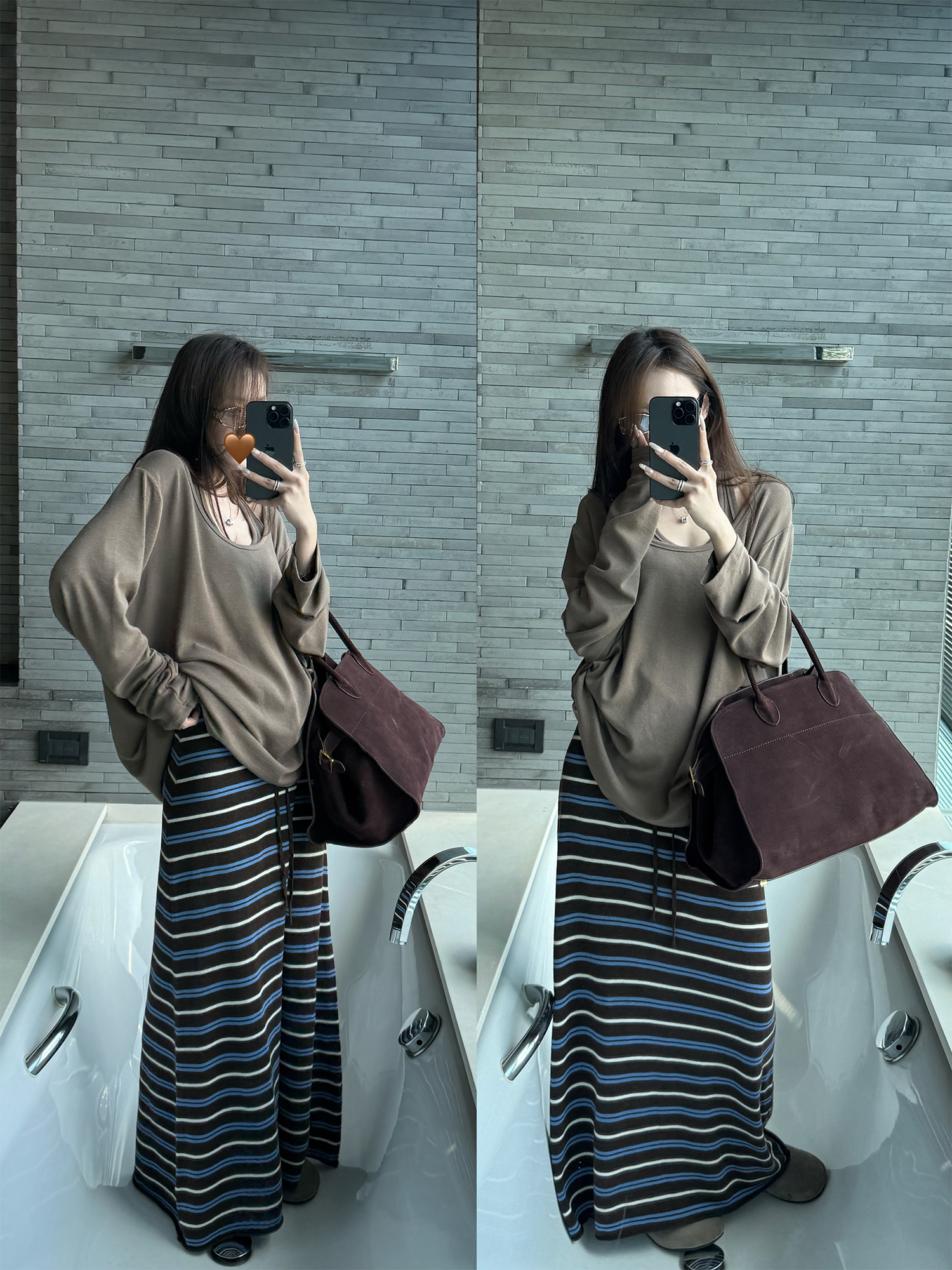 Color Block Striped Knit Skirt with Wool Blend - Image 3