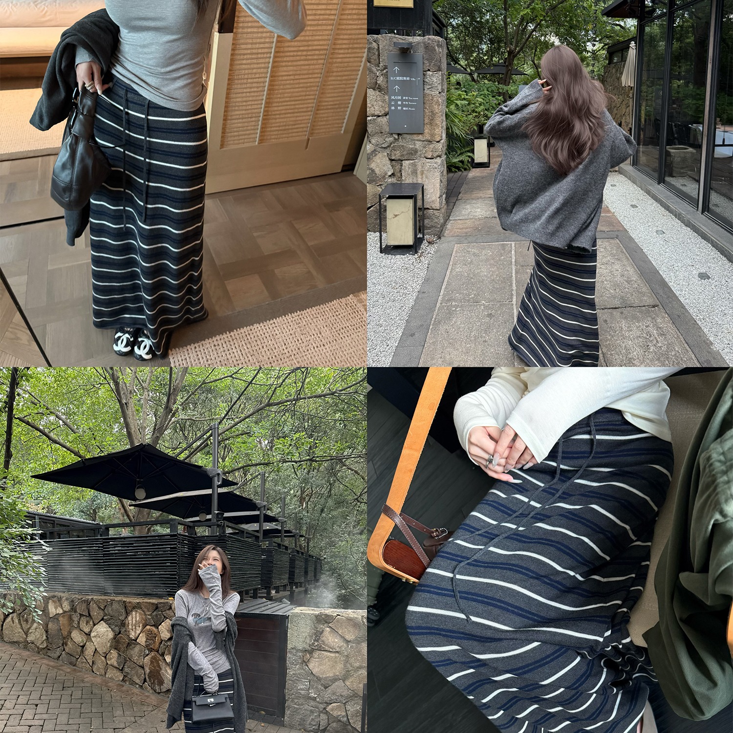 Color Block Striped Knit Skirt with Wool Blend - Image 5