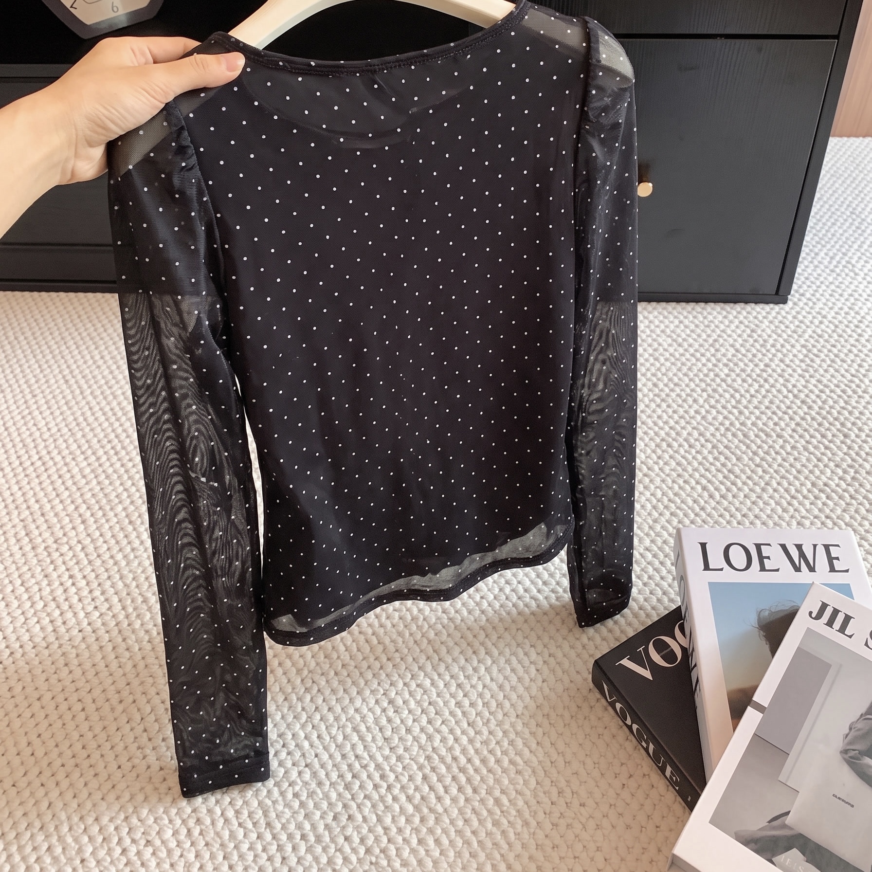 Korean Sexy Polka Dot Lace Patchwork Long Sleeve Cross Tie Waist T-Shirt - Image 5